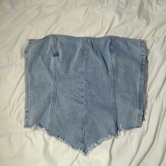 Pretty Little Thing Denim Corset Tube Top - Picture 1 of 1